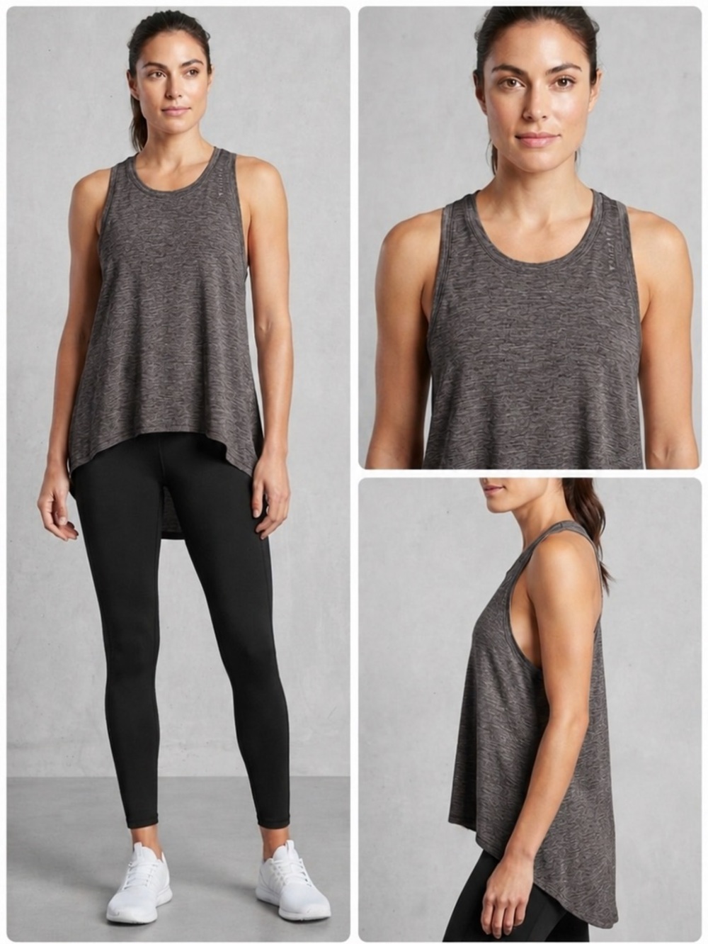 Athleta Heather Gray High-Low Athletic Tank Top - Size XS